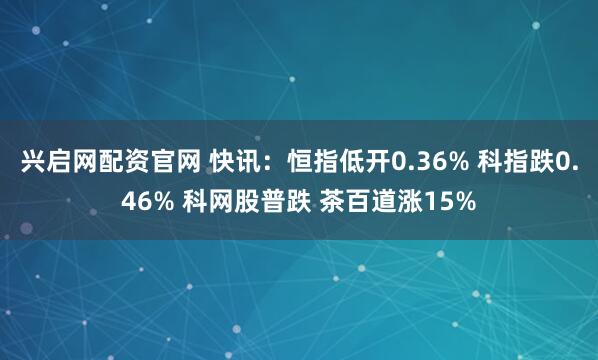 兴启网配资官网 快讯：恒指低开0.36% 科指跌0.46% 科网股普跌 茶百道涨15%