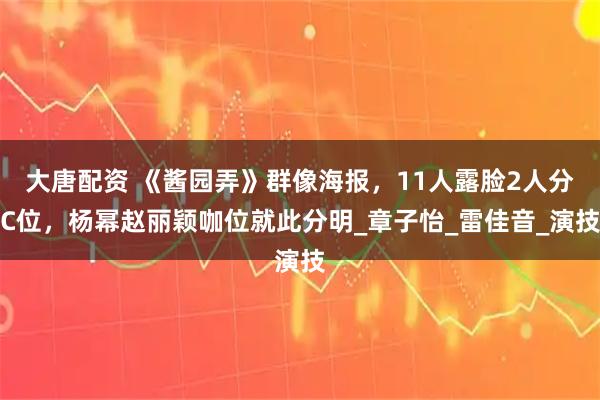 大唐配资 《酱园弄》群像海报，11人露脸2人分C位，杨幂赵丽颖咖位就此分明_章子怡_雷佳音_演技