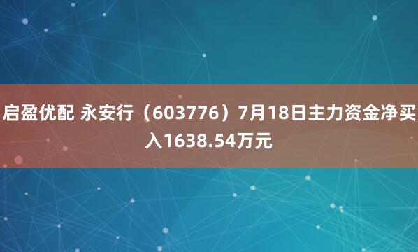 启盈优配 永安行（603776）7月18日主力资金净买入1638.54万元