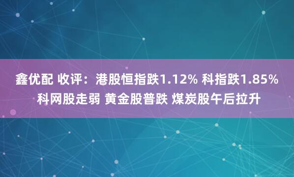 鑫优配 收评：港股恒指跌1.12% 科指跌1.85% 科网股走弱 黄金股普跌 煤炭股午后拉升
